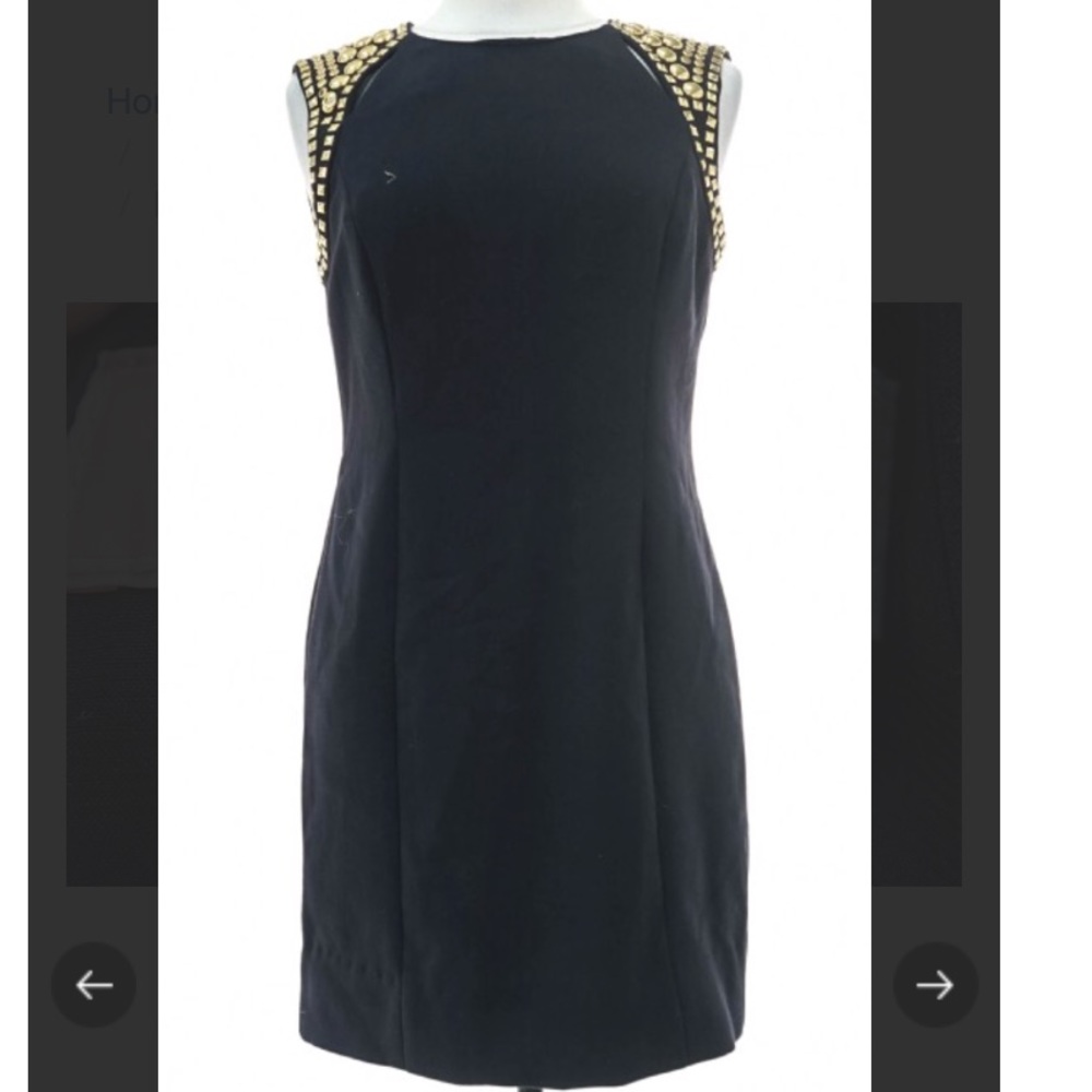Michael Kors Navy Gold Sleeveless Dress, Size 8